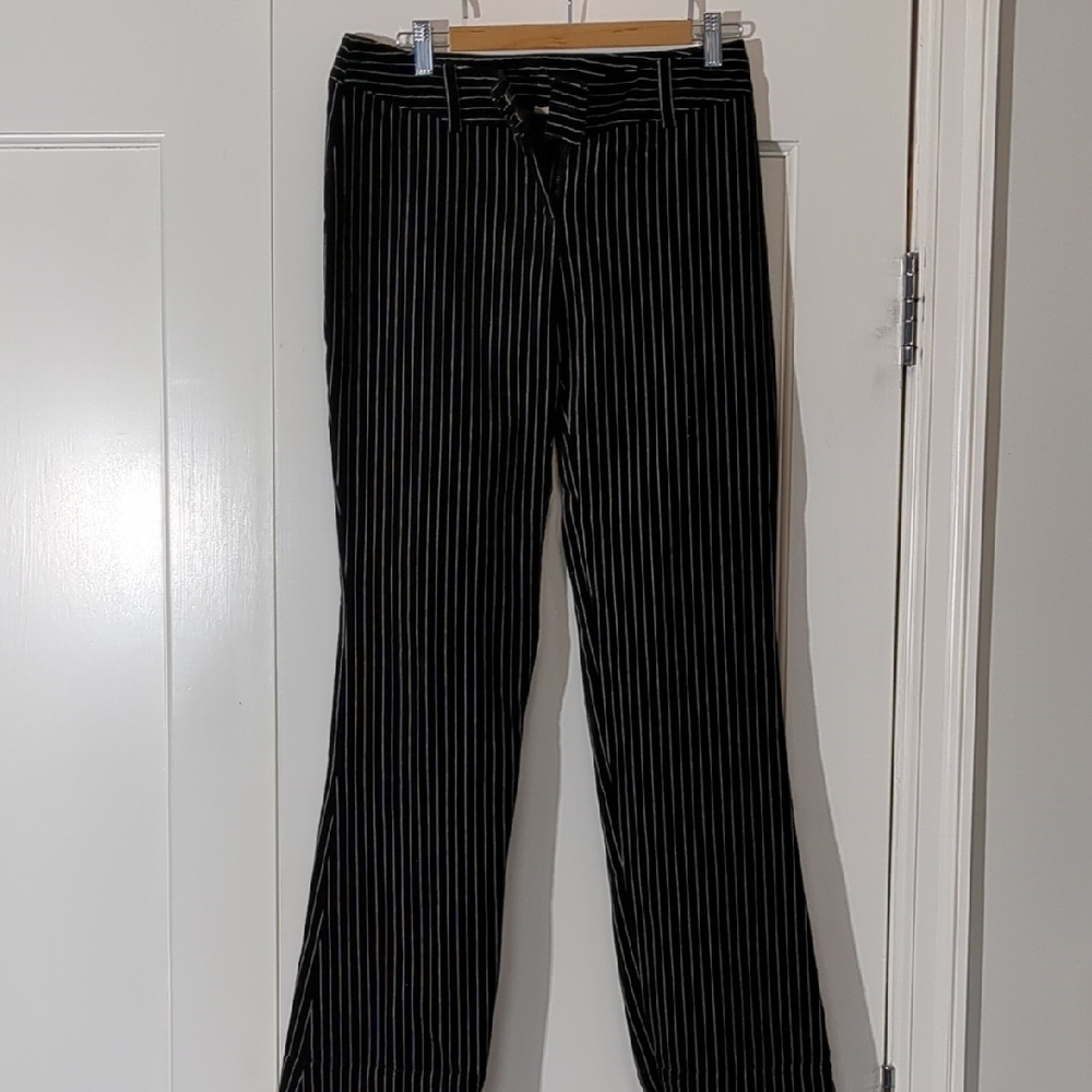 Divided - Black & White Striped Velvet Pants - Sz 6 - Picture 2 of 9